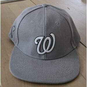 Washington Nationals Grey SnapBack Cap with stitched Autograph